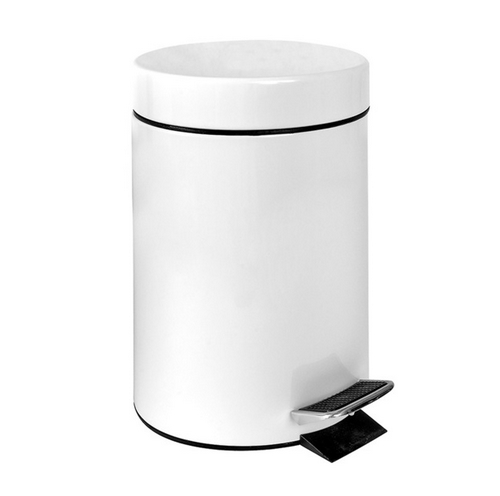 Balde do Lixo c/Pedal Branco Inox 5Lt