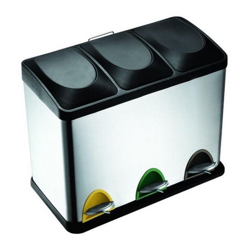Balde Lixo Inox 45Lt 3x15L c/Pedal