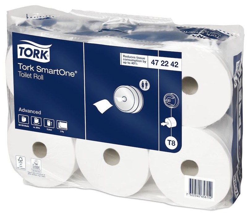 Papel Hig.Smartone Branco 2Fls 1150Ser Pack6 *Tork*