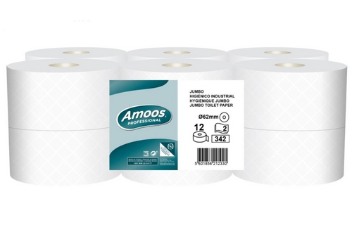 Papel Hig.Jumbo 2fls Amoos 120mts saco c/12r 342