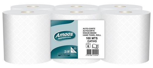 Toalhas De  Mo Rolo Branco Autocorte 2Fl 6X100Mts    Caut